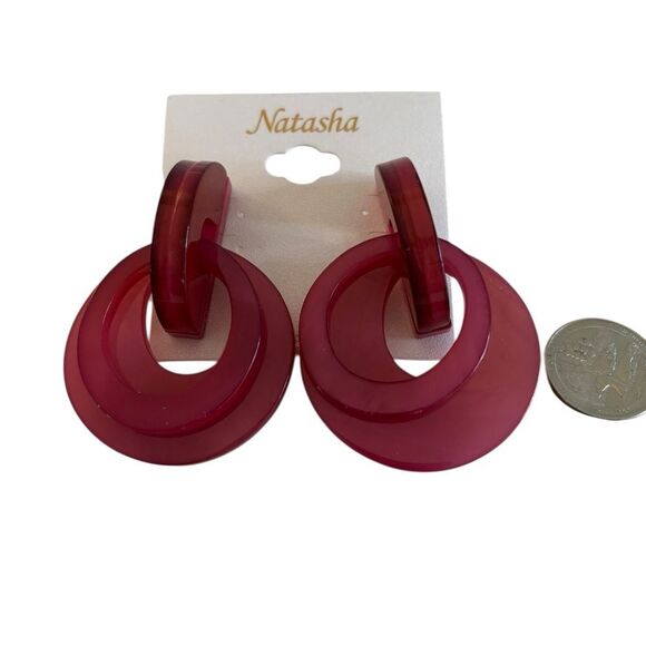 Natasha Modern Red Acrylic Multiple Hoop Earrings - Picture 6 of 6